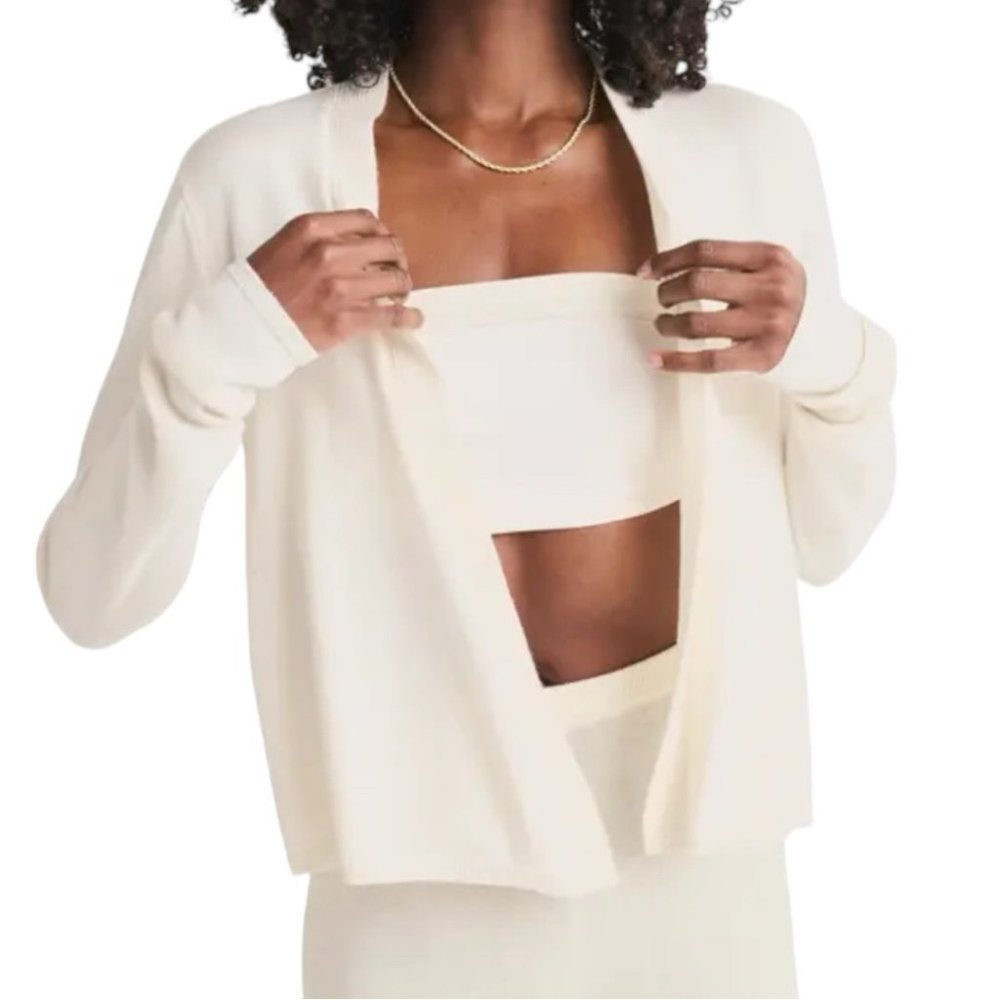 Banana Republic Cream 100% Merino Wool Open Front Cardigan Size L